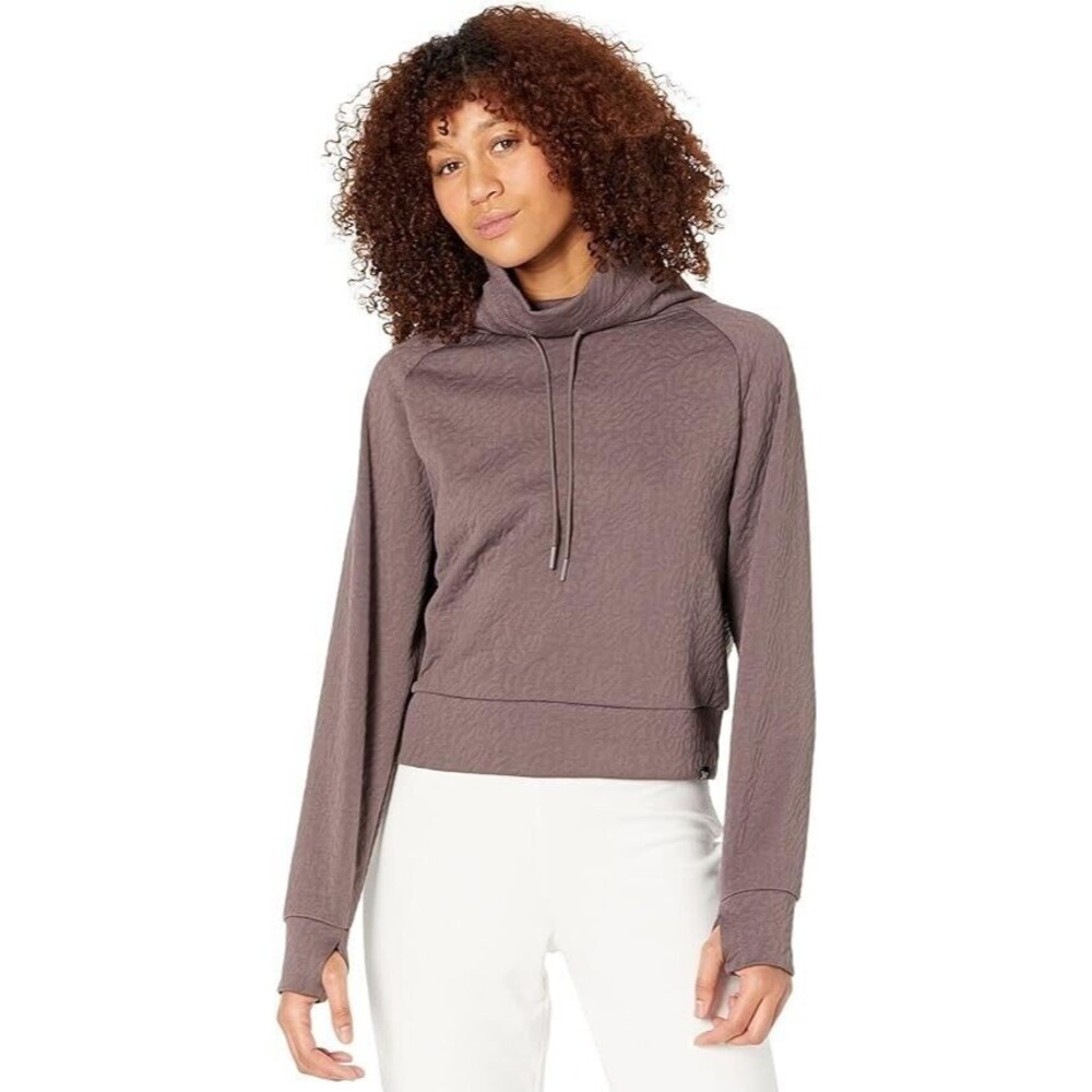 Juicy Couture Sport Jacquard Quilted Funnel Neck Top Pullover Plum Womens Medium